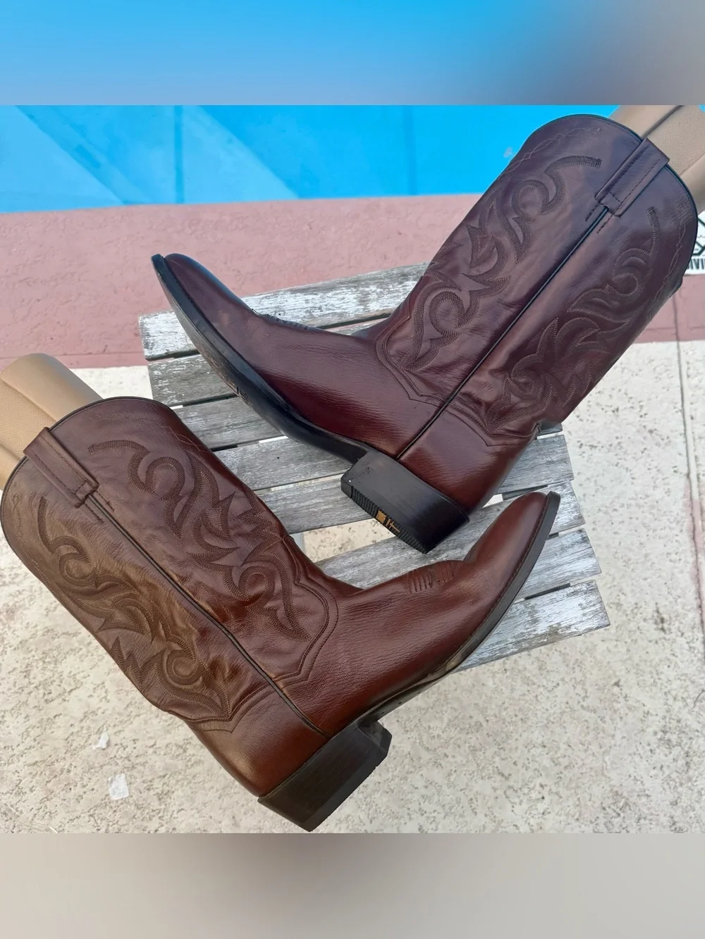 DAN POST MILWAUKEE WESTERN ROUND TOE BOOTS ANTIQUE TAN MENS SIZE 13~NEW* (READ)